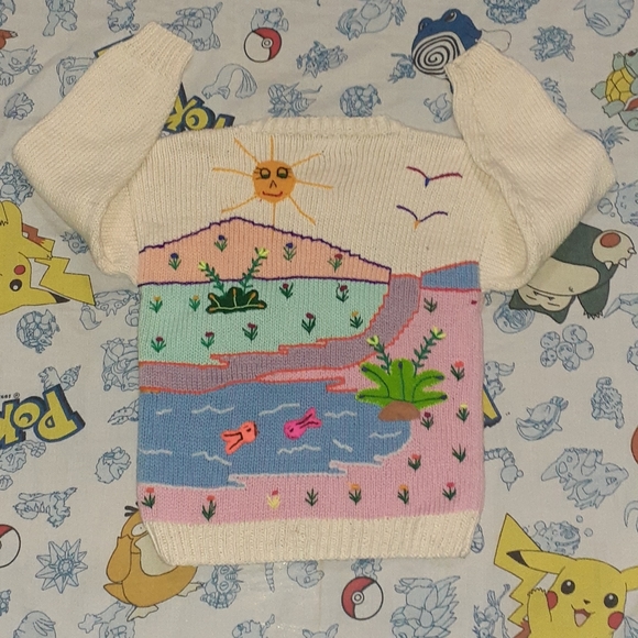 70s Wizard Of Oz Button Up Sweater Jacket Vintage Girls Handmade - Picture 4 of 9